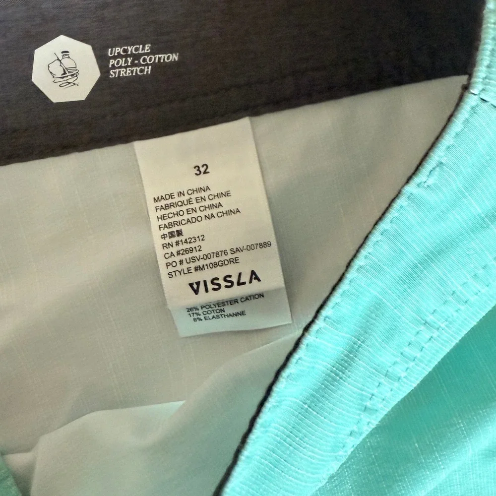 Vissla Men's Board Shorts‎ Swim Trunks 32 Aqua Blue Striped Casual
